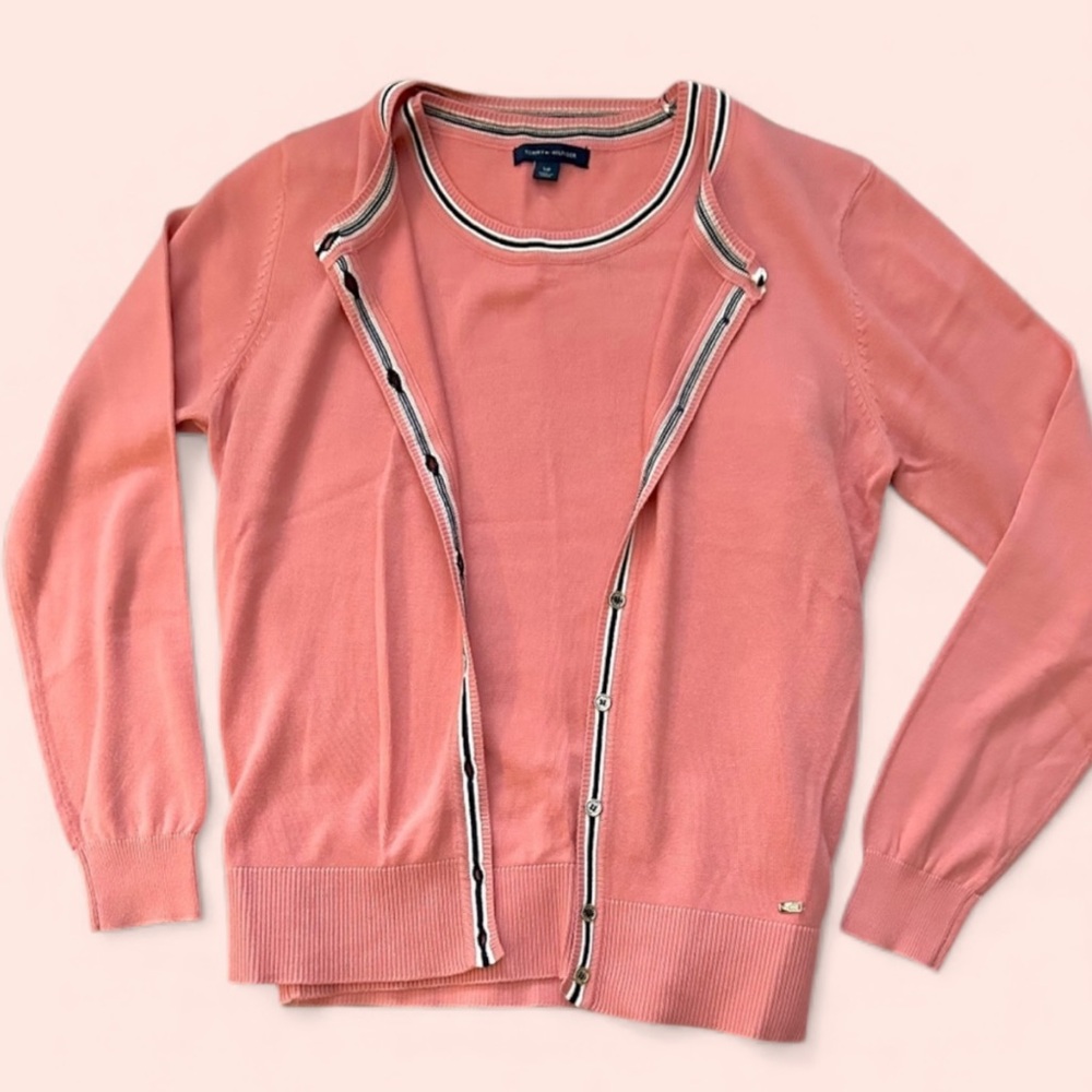 Tommy Hilfiger Women's Contrast-Trim Cardigan & Matching Tank Top